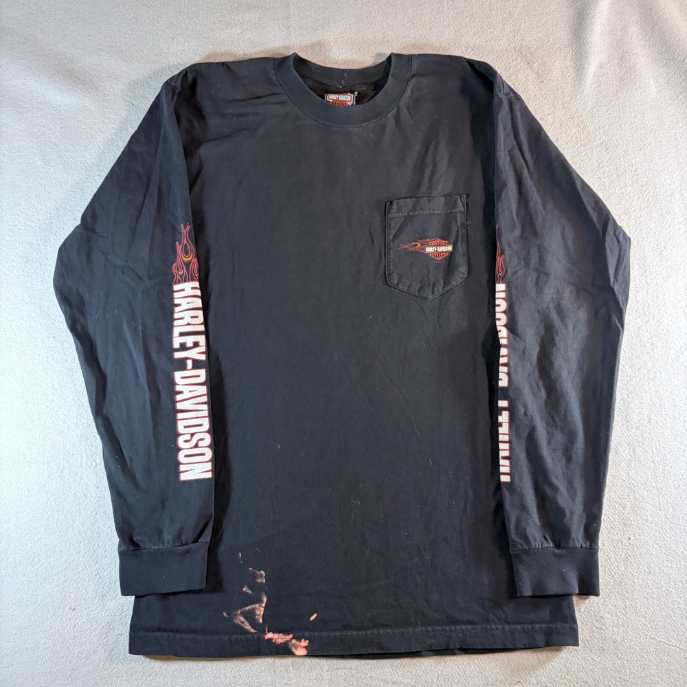 Harley Davidson Austin Texas Cowboy Graphic Long‎ Sleeve Pocket Tee Mens Large L